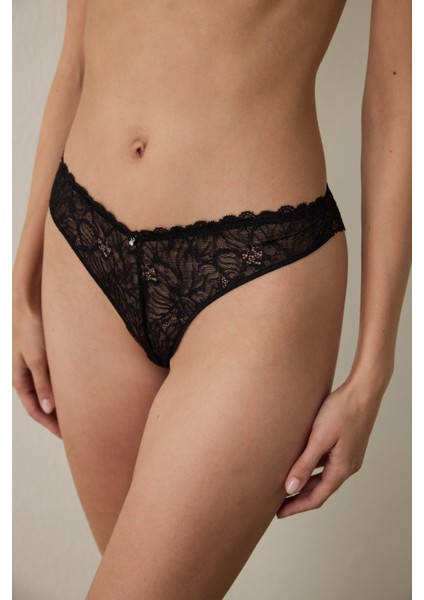 Siyah Lace Brazilian Külot