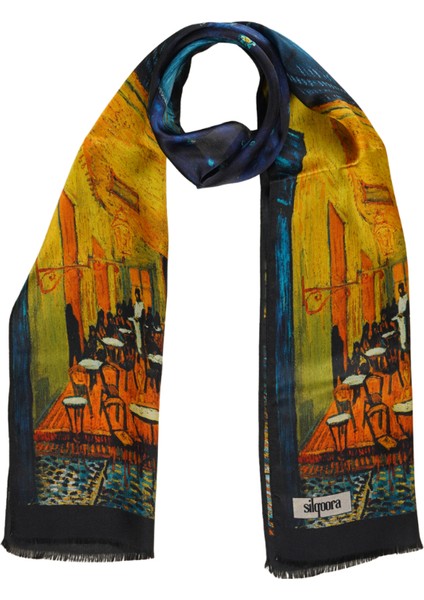 %100 Ipek Şal Fular (27X135 Cm)-Vincent Van Gogh(Cafeler Sokağı)