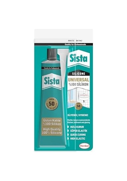 Silikon, Üstün KALITE%100 Beyaz Silikon, Mutfak, ve Pencereler Için Hızlı Kuruyan Dolgu Macunu, Sararma ve Küflenme Yapmaz, 50 gr Tüp fiyatları