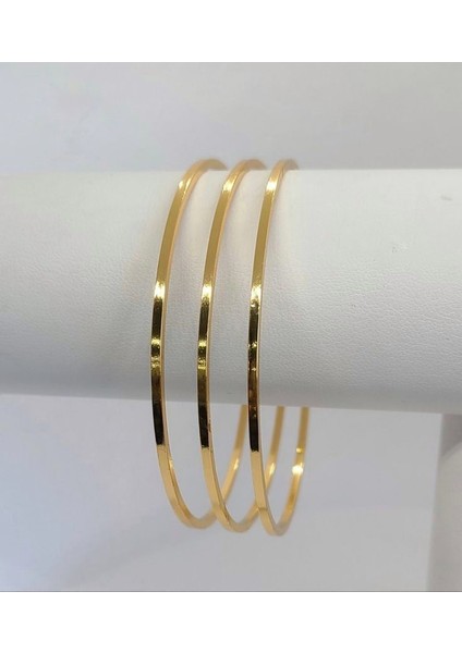 2 Yıl Garantili 3'lü Ajda Bilezik Paslanmaz Çelik Üzeri 14 Ayar Altın Kaplama