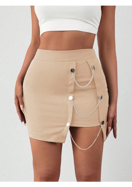 Mtxdpn Zincirli Mini Etek S241008 Bej (Beden: L) modelleri
