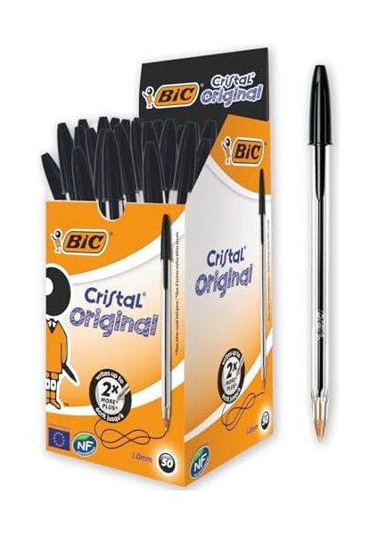 Medium Tükenmez Siyah 50&apos;li Kutu, 1.0 mm Orta Kalınlıkta Uç, Şeffaf Gövde, Delikli Kapak fiyatları