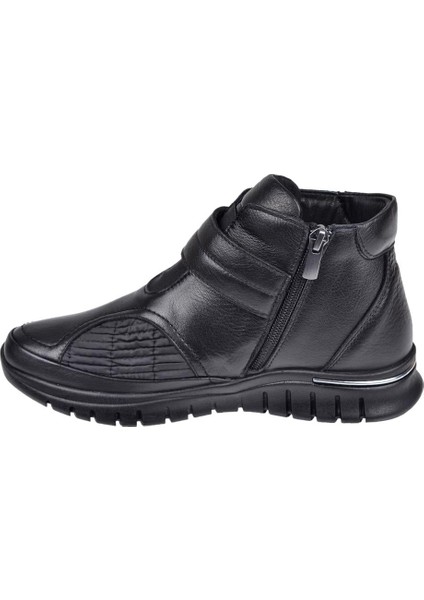 Hakiki Deri Comfort Kadın Bot VOY-9411 Siyah