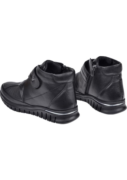 Hakiki Deri Comfort Kadın Bot VOY-9411 Siyah