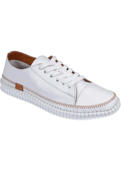 Hakiki Deri Comfort Kadın Ayakkabı PLM-413108 Beyaz