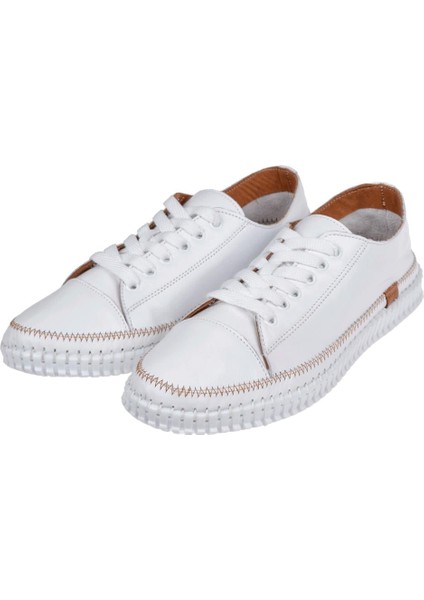 Hakiki Deri Comfort Kadın Ayakkabı PLM-413108 Beyaz