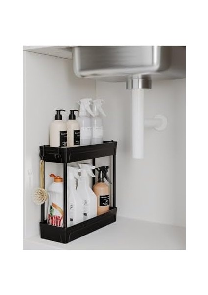 Rafata Makyaj,takı ve Bakım Ürünleri Organizeri Rafı Iki Katlı Askılı Kozmetik Düzenleyici, Siyah modelleri