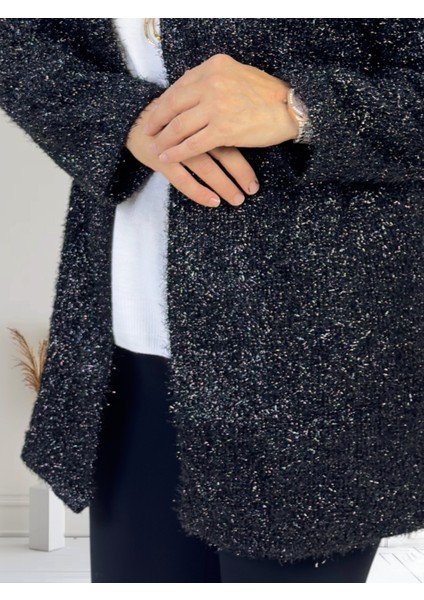Simli Ip Örgü Uzun Kol Kapamasız Hırka Ceket fırsatları