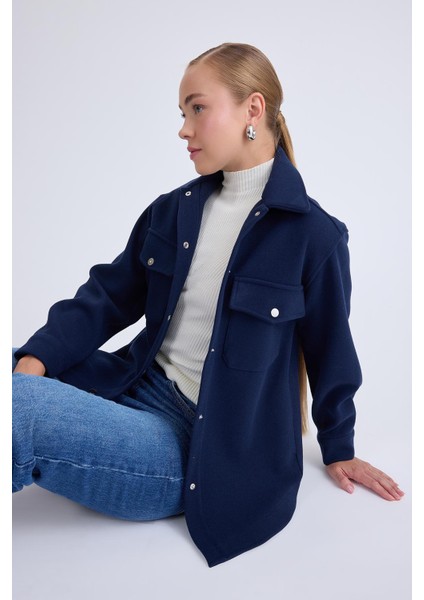 Düşük Omuz Cepli Kaşe Ceket modelleri