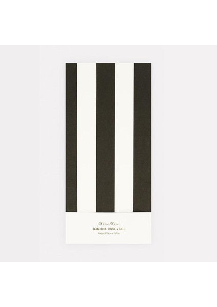 - Tablecloth - Siyah Çizgili Masa Örtüsü