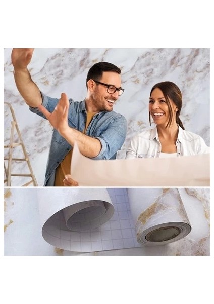 Mermer Desenli Masa Tezgah Mutfak Su Geçirmez Yapışkanlı Folyo Sticker Sarı 5x0,6m