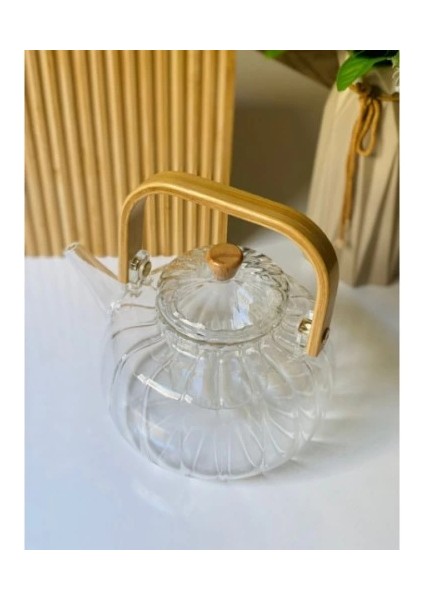 Ahşap Saplı Cam Çizgili Demlik fiyatları