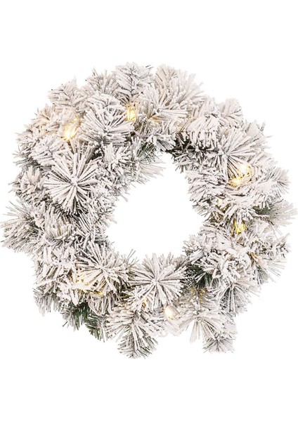 Yılbaşı Çelenk Karlı Ledli 40CM