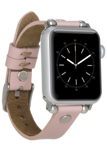 Apple Watch Uyumlu Deri Kordon 38-40-41MM St Nu2 Pembe
