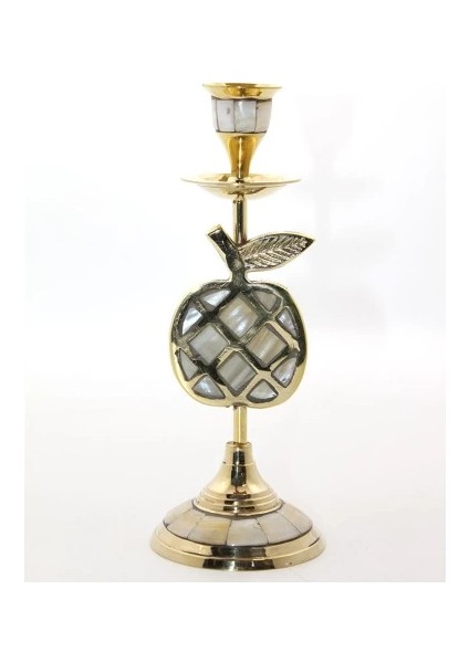 Pirinç Sedefli Tekli Şamdan Model 1