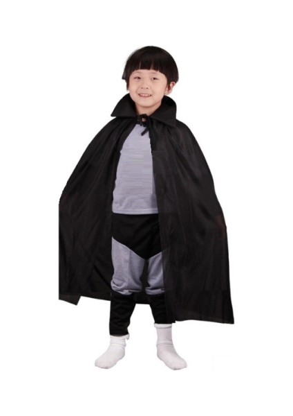 Siyah Renk Yakalı Çocuk Pelerin