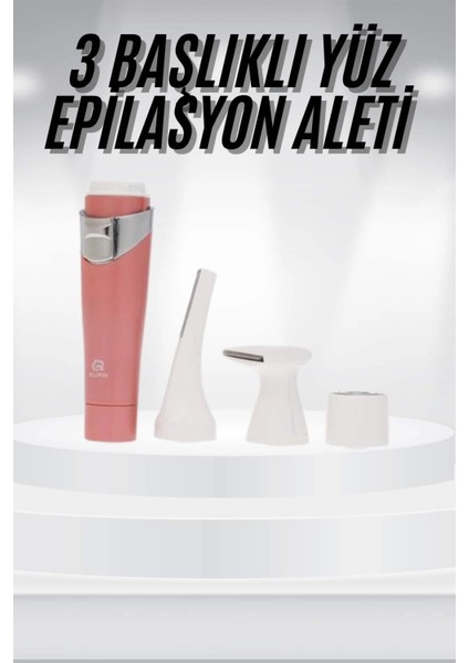 3 Başlıklı Yüz Kaş Epilasyon Aleti Değiştirilebilir Başlık Hassas Ciltlere Uygun