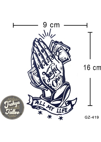 Yarı Kalıcı Dövme Dua Eden El Yarım Kol Geçici Dövme