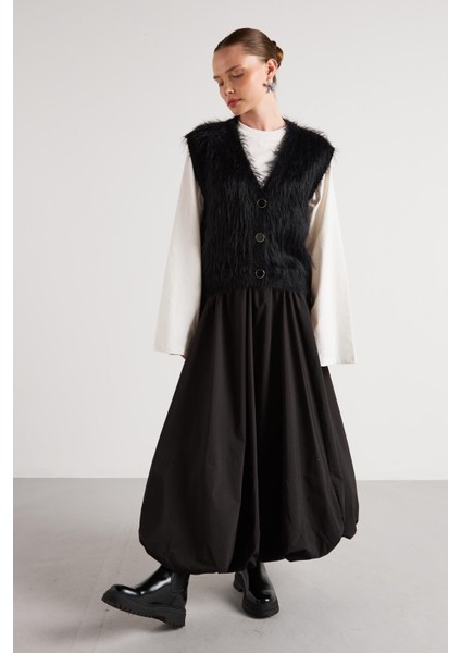 Pelüş Triko Yelek Siyah