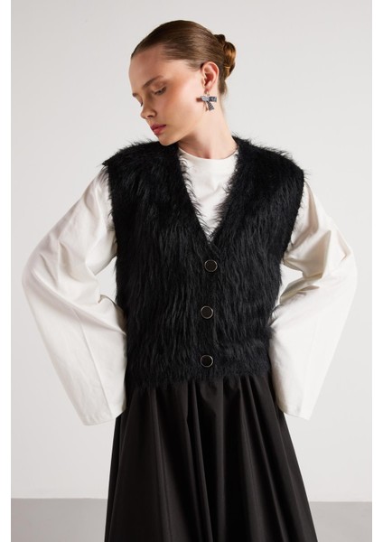 Pelüş Triko Yelek Siyah fiyatları