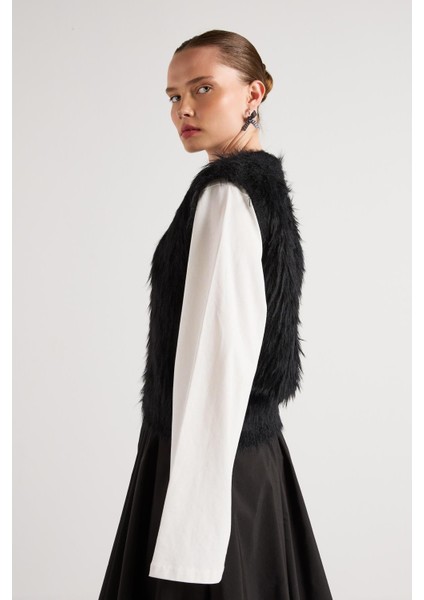 Pelüş Triko Yelek Siyah modelleri