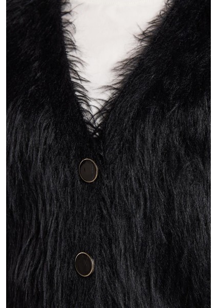 Pelüş Triko Yelek Siyah