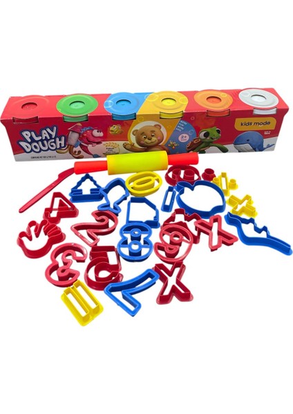 Oyun Hamuru 6 Renk & 26'lı Kalıplar Seti