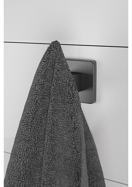 Haus Ömür Boyu Paslanmaz Tek Kancalı Havlu ve Bornoz Askılığı Siyah D-011