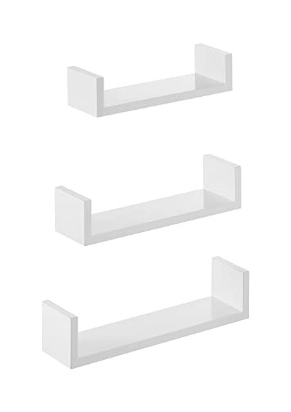 Duvar Rafları, 3&apos;lü Set, U Şeklinde Yüzer Raflar, Çok Parlak Yüzey, Yaratıcı Fikirler, Mdf&apos;den Yapılmış Depolama Rafı, Beyaz LWS40WT fiyatları