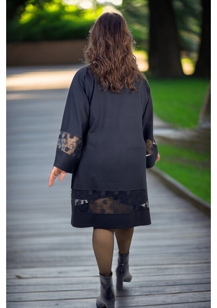 Dantel Işleme Detaylı Truvakar Kol Büyük Beden Pamuklu Viskon Kapamasız Ceket fırsatları