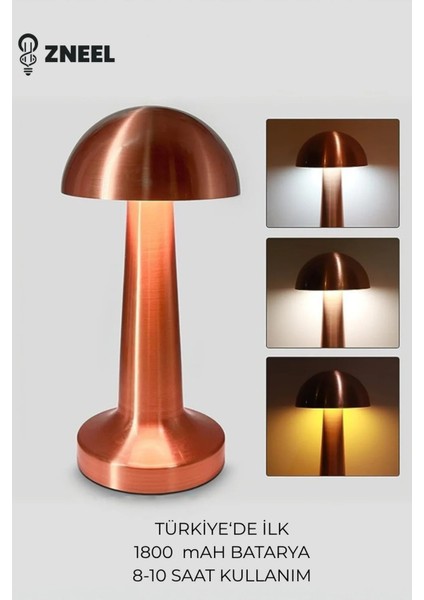 Dokunmatik Şarjlı Masa Lambası-3 Işık Renkli, Dimlenebilir, Type-C Girişli, 1800 Mah Bataryalı