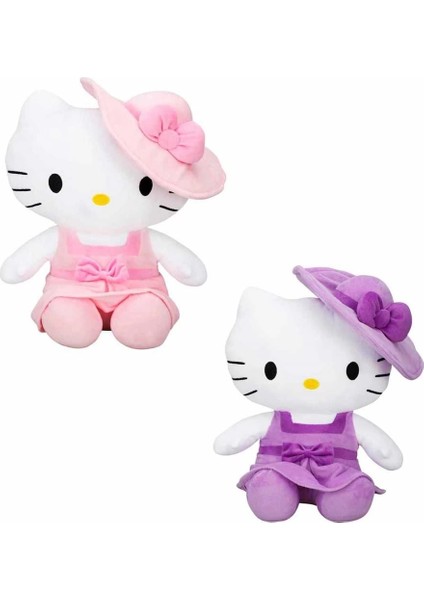 Hello Kitty Şapkalı Peluş Oyuncak 36 cm - 1 Adet Stokta Olan Gönderilir