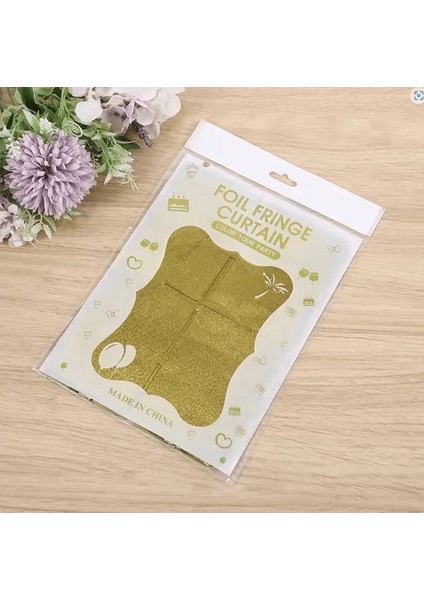 Altın Gold Renk Dikdörtgen Kesim Parlak Sim Görünümlü Fon Perde Dekor 1x2 Metre fiyatları