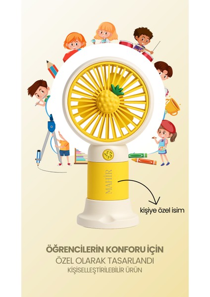 Kişiye Özel Isimli Mini Fan Soğutucu Vantilatör Kişiselleştirilmiş Hediyelik Şarjlı Mini Fan modelleri