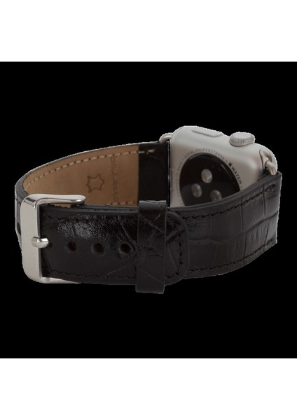 Apple Watch Uyumlu Deri Kordon 42-44-45MM Kroko Siyah modelleri