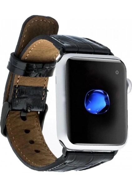 Apple Watch Uyumlu Deri Kordon 42-44-45MM Kroko Siyah indirimleri
