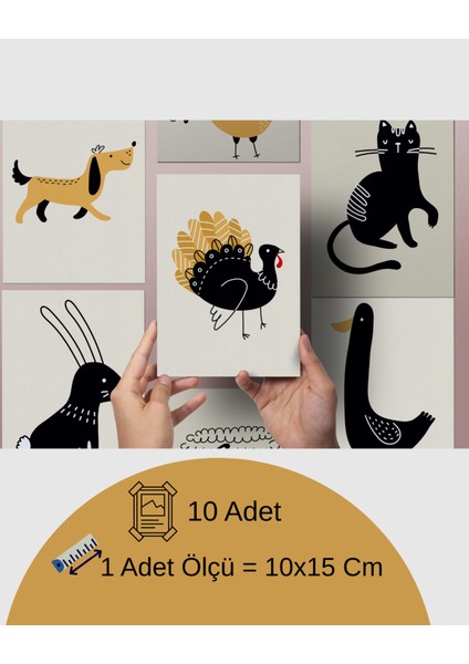 Hayvan Figürlü Poster Seti 10 Adet,çerçevesiz Sevimli Çiftlik Hayvanları,çocuk Odası Duvar Dekoru, Kreş Için Poster fiyatları