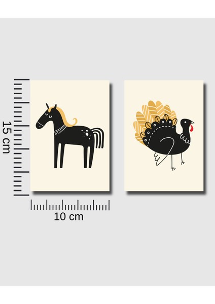 Hayvan Figürlü Poster Seti 10 Adet,çerçevesiz Sevimli Çiftlik Hayvanları,çocuk Odası Duvar Dekoru, Kreş Için Poster