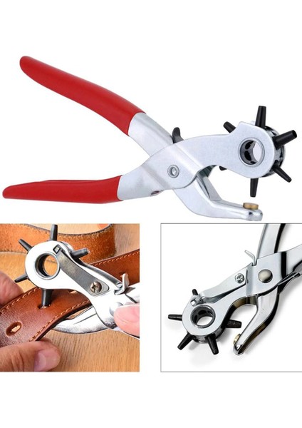 6 Farklı Uçlu Kemer Delme Pensesi Deri Kemer ve Kumaş Için Ayarlanabilir Delik Açıcı El Aleti