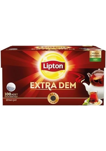 Lipton Extra Dem Demlik Süzen Poşet Siyah Çay 100&APOS;LÜ Paket
