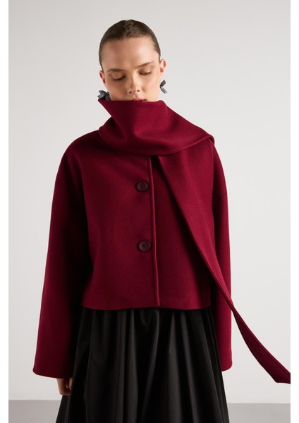 Kısa Kaşe Seyyar Atkılı Kısa Astarlı Kaban Bordo