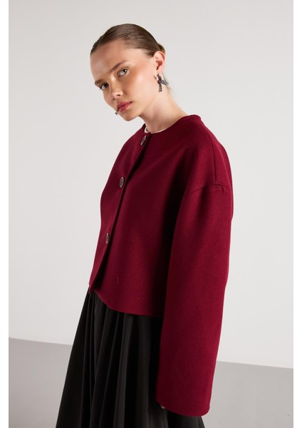 Kısa Kaşe Seyyar Atkılı Kısa Astarlı Kaban Bordo