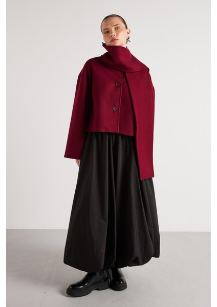 Kısa Kaşe Seyyar Atkılı Kısa Astarlı Kaban Bordo