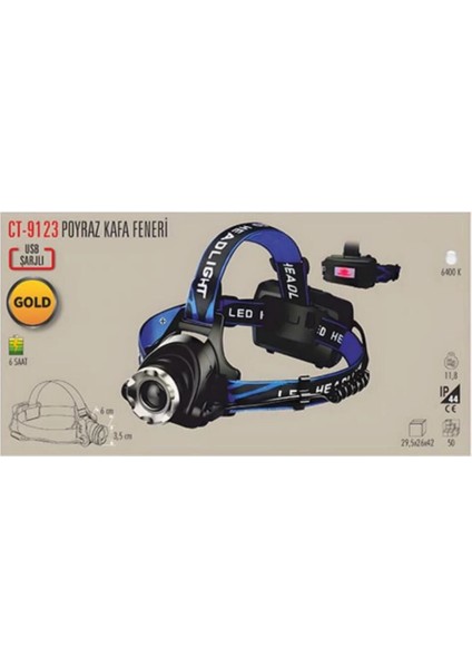 CT-9123 Poyraz LED Kafa Feneri (Şarjlı) 3 Fonksiyonlu indirimleri
