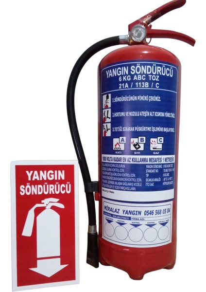 6kg Yangın Tüpü ve Yangın Tüpü Levhası 2li Set