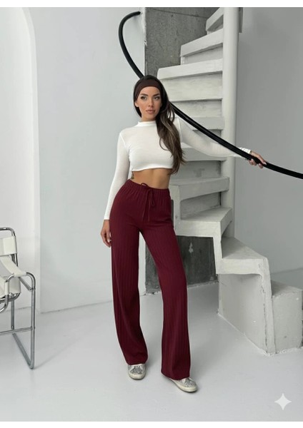 Mtxdpn Fitilli Şardonlu Pantolon Bordo A4058 (Beden: S) modelleri