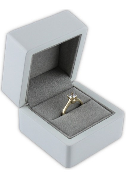 Ahşap Yüzük Kutusu -Beyaz Gri Gömmeli