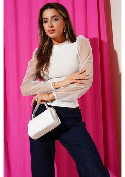 Mtxdpn Dik Yaka Tül Kollu Bluz Beyaz T3066 (beden: Xl) modelleri
