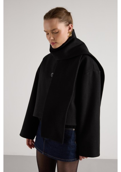 Kısa Kaşe Seyyar Atkılı Kısa Astarlı Kaban Siyah