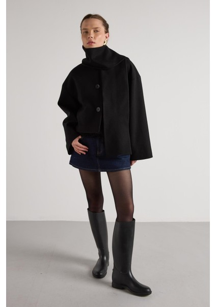 Kısa Kaşe Seyyar Atkılı Kısa Astarlı Kaban Siyah